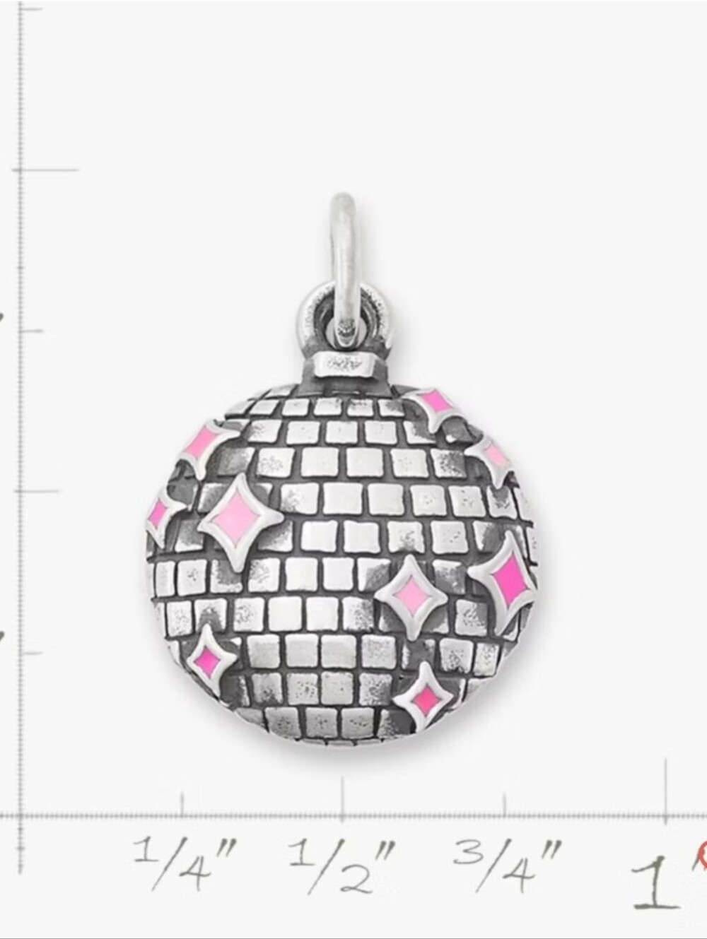 James Avery Silver Disco Ball Charm with Pink Enamel Stars New Limited - Picture 2 of 12